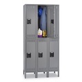 Office Filing Cabinets & Shelves | Tennsco DTS-121836-3-MGY 36 in. x 18 in. x 78 in. Triple Stack Double Tier Locker with Legs - Medium Gray image number 0