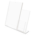 Desk Shelves | Deflecto 599401 Superior Image 13.5 in. W x 4.25 in. D x 10.88 in. H Slanted Sign Holder with Side Pocket - Clear image number 0