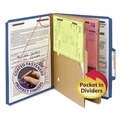 File Folders | Smead 14077 6 SafeSHIELD Fasteners 2 Dividers Letter Size 6-Section Pressboard Top Tab Pocket Classification Folders - Dark Blue (10/Box) image number 6