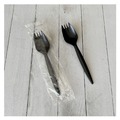 Cutlery | Boardwalk BWKSPORKBLPPIW Mediumweight Wrapped Polypropylene Plastic Spork Cutlery - Black (1000/Carton) image number 3