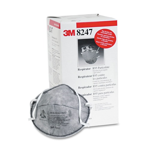 Safety & First Aid | 3M 8247 R95 Particulate Respirator with Nuisance-Level Organic Vapor Relief - One Size Fits All (20/Box) image number 0