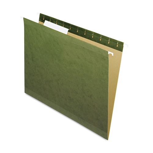 Just Launched | Pendaflex 04152 1/3 1/3-Cut Tabs Reinforced Hanging Letter File Folders with Printable Tab Inserts - Standard Green (25/Box) image number 0