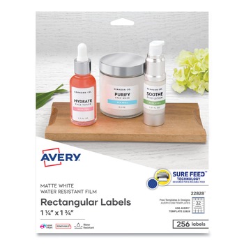 Avery 22828 1.25 in. x 1.75 in. Removable Durable Labels with Sure Feed - Rectangle White (256/Pack)