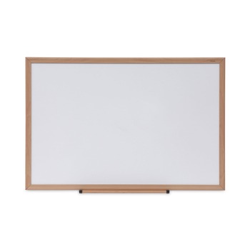 Universal UNV43619 36 in. x 24 in. Deluxe Melamine Dry Erase Board - Melamine White Surface, Oak Fiberboard Frame