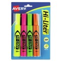 Highlighters | Avery 24063 HI-LITER Desk-Style Chisel Tip Highlighters - Assorted Ink Colors/Assorted Barrel Colors (4/Set) image number 0