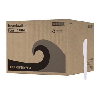 Boardwalk BWK KNIFEMWPS Mediumweight Polystyrene Cutlery Knife - White (1000/Carton)