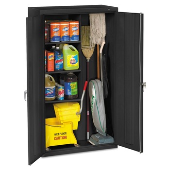 Tennsco JAN6618DH-BLK 36 in. x 18 in. x 64 in. Janitorial Cabinet - Black