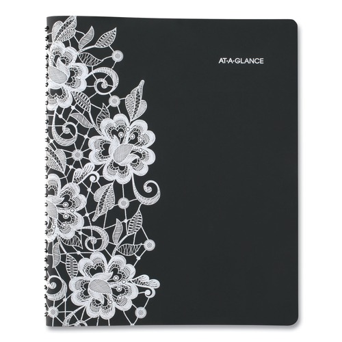 Notebooks & Pads | AT-A-GLANCE 541-905 Lacey 11 in. x 8.5 in. 13-Month Jan. 2026 to Jan. 2027 Weekly Block Format Professional Appointment Book - Black/White image number 0