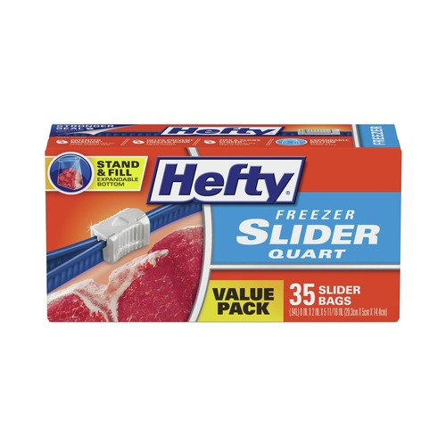 Food Service | Hefty 00R88079 7 in. x 8 in. 32 oz. Slider Stand and Fill Freezer Storage Bags - Clear (35/Box) image number 0