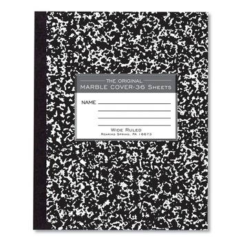 Roaring Spring 77332 8.5 in. x 7 in. Sheets Wide/Legal Rule Marble Cover Composition Book - Black