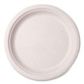 Bowls and Plates | Vegware VW-P005NFA 10 in. Diameter Nourish Molded Compostable Fiber Plate Tableware - White (500/Carton) image number 0
