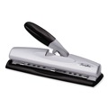 Staple Punches | Swingline A7074026E LightTouch 9/32 in. Holes 12-Sheet Desktop Two- to Three-Hole Punch - Black/Silver image number 1
