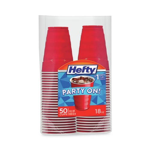 Cups and Lids | Hefty C21895 18 oz. Easy Grip Disposable Plastic Party Cups - Red (400/Carton) image number 0