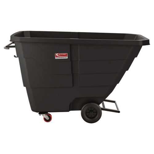 Trash & Waste Bins | Suncast Commercial RMTTCD1003F1 1 cu. Yd. 1,250 lbs. Capacity Light Duty Tilt Truck - Black image number 0