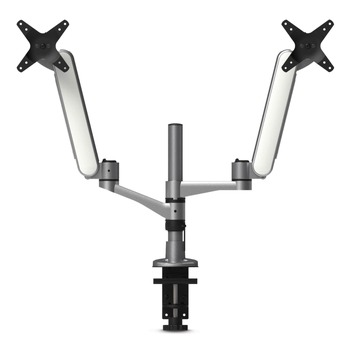 DESK ACCESSORIES AND OFFICE ORGANIZERS | Kantek MA320 360 Degree Rotation/105 Degree Tilt/360 Degree Pan Supports 20 lbs. Multi-Directional Dual Monitor Arm for 30 in. Monitors - Silver/White