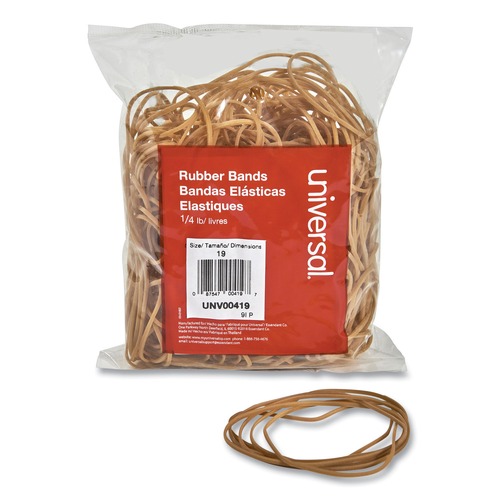 Rubber Bands | Universal UNV00419 0.04 in. Gauge Size 19 Rubber Bands - Beige (310/Pack) image number 0