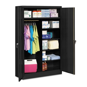OFFICE FILING CABINETS AND SHELVES | Tennsco J2478SUC-BLK 48 in. x 24 in. x 78 in. Jumbo Combination Steel Storage Cabinet - Black