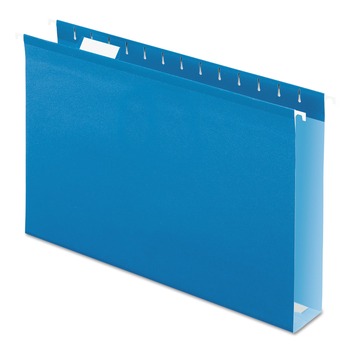 Pendaflex 04153X2 BLU 1/5-Cut Tabs 2 in. Capacity Legal Size Extra Capacity Reinforced Hanging File Folders with Box Bottom - Blue (25/Box)