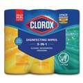 Hand Wipes | Clorox 30112 7 in. x 8 in. 1-Ply Disinfecting Wipes - Fresh Scent/Citrus Blend, White (35/Canister, 3 Canisters/Pack) image number 1