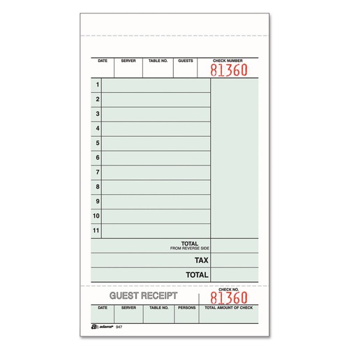 Wall Racks & Hooks | Adams 947SWC 4.25 x 6.75 Two-Part Carbonless Guest Check Unit Sets (250/Pack) image number 0