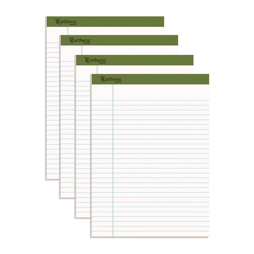 Retail Store Supplies | Ampad 40102R 8.5 x 11.75 Sheets (40) Earthwise by Ampad Recycled Writing Pad - White/Politex Sand Headband (4/Pack) image number 0