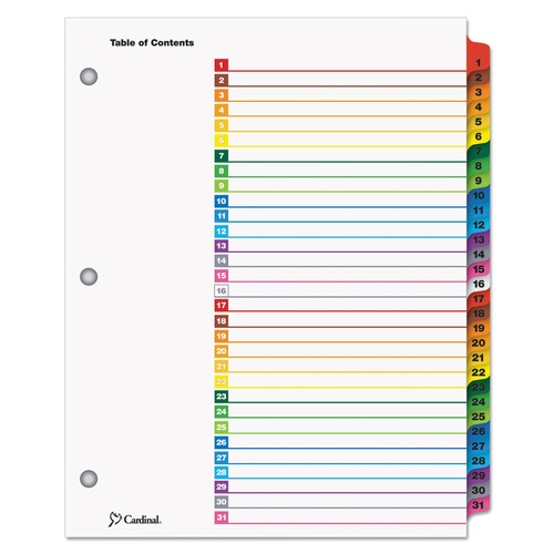 Just Launched | Cardinal 60118 31 Tab 1 - 31 Letter Traditional Onestep Index System - Multicolor (31/Set) image number 0