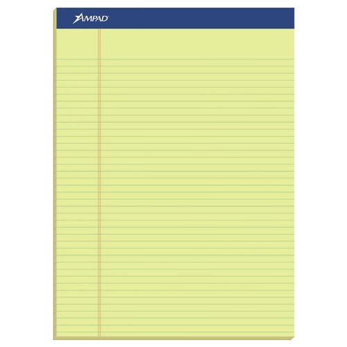 Notebooks & Pads | Ampad 20-222 8.5 in. x 11.75 in. Perforated Writing Pads - Narrow, Canary Yellow (1-Dozen) image number 0