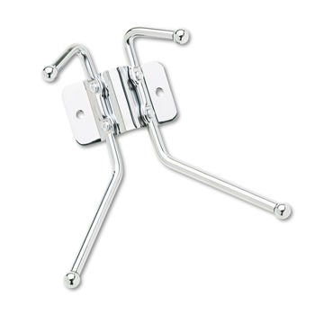 Safco 4160 6.5 in. x 3 in. x 7 in. Two Ball-Tipped Double-Hooks Metal Wall Rack - Chrome Metal