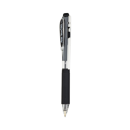 Pens | Pentel K437ASW2 0.7 mm WOW Medium Retractable Gel Pen - Black Ink/Clear/Black Barrel (24/Pack) image number 0