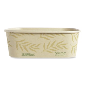 World Centric CT-NT-24 4.7 in. x 6.8 in. x 2.3 in. 24 oz. No Tree Rectangular Sugarcane Containers - Natural (300/Carton)