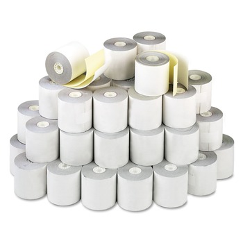 PM Company 9225 Impact Printing 2.25 in. x 70 ft. Carbonless Paper Rolls - White/Canary (50/Carton)