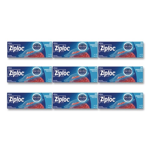  | Ziploc 351126 1 Gallon 2.7 mil. 9.6 in. x 12.1 in. Zipper Freezer Bags - Clear (28 Bags/Box, 9 Boxes/Carton) image number 0