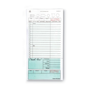 AmerCareRoyal GC4900-2 4.2 x 8.25 Two-Part Carbonless 16-Line Guest Check Pad (10/Carton)