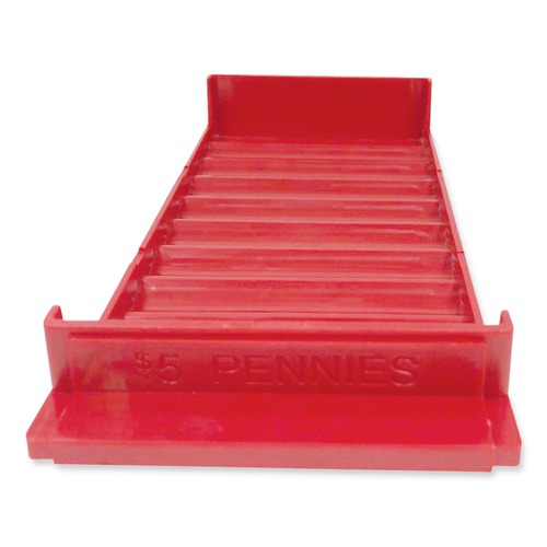 Retail Store Supplies | CONTROLTEK 560560 3.75 x 11.5 x 1.5 Stackable 10-Compartment Plastic Coin Tray - Red (2/Pack) image number 0
