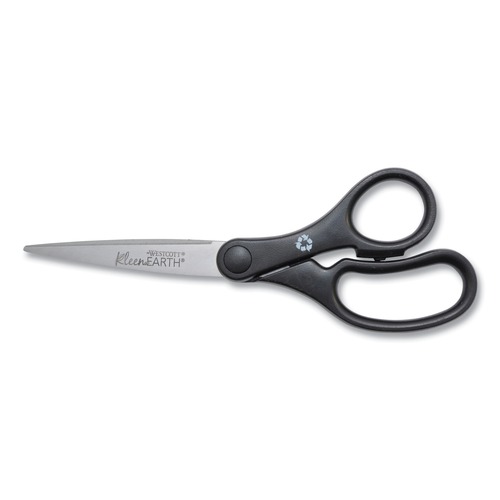 Back to School Sale | Westcott 15582 7 in. Long, 2.8 in. Cut Length KleenEarth Pointed Tip Basic Plastic Handle Scissors - Black image number 0