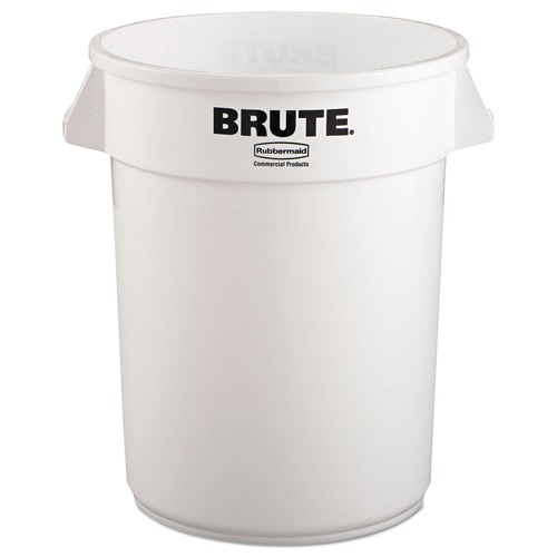 Trash & Waste Bins | Rubbermaid Commercial FG263200WHT 32 gal. Plastic Vented Round Brute Container - White image number 0