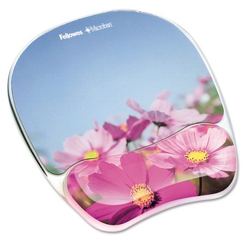 MOUSE PADS AND WRIST SUPPORT | Fellowes Mfg Co. 9179001 Photo Gel 7.87 in. x 9.25 in. x 0.87 in. Mouse Pad Wrist Rest with Microban Protection - Pink Flowers Photo