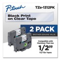 Labels | Brother P-Touch TZE1312PK Tze Standard Adhesive 0.47 in. x 26.2 ft. Laminated Labeling Tapes - Black On Clear (2/Pack) image number 2