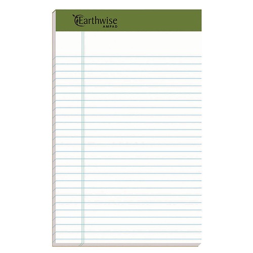 Back to School Sale | Ampad 20-152R Earthwise by Ampad 5 in. x 8 in. Recycled Writing Pad - Narrow, Green/White (1-Dozen) image number 0