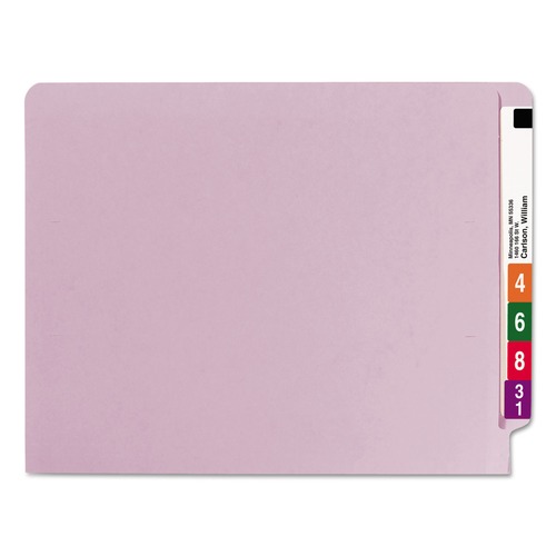 File Folders | Smead 25410 0.75 in. Expansion Shelf-Master Reinforced End Tab Colored Folders - Letter Size/Lavender (100/Box) image number 0