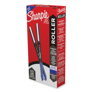 PENS PENCILS AND MARKERS | Sharpie Roller 2093199 Fine 0.5 mm Professional Design Rollerball Stick Pen - Blue Ink, Black/Blue Barrel (1-Dozen)