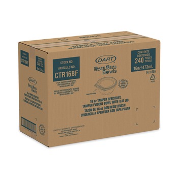 BOWLS AND PLATES | Dart CTR16BF 5.5 in. x 2.7 in. 16 oz. Tamper-Evident Flat-Lid Bowls - Clear (240/Carton)