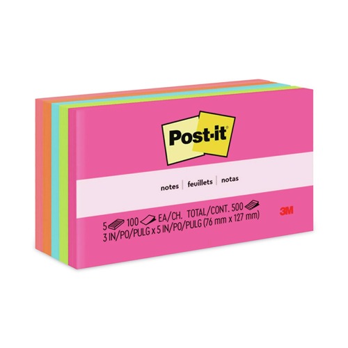 Notebooks & Pads | Post-it Notes 655-5PK 3 in. x 5 in. Original Pads - Poptimistic Collection Colors (5/Pack) image number 0