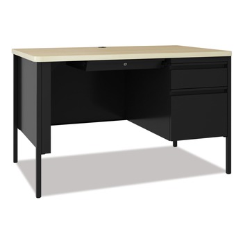  | Hirsh Industries 24344 48 in. x 30 in. x 29.5 in. One Right-Hand Pedestal Box/File Drawers Teachers Pedestal Desks - Maple/Black