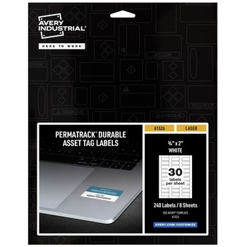 Avery 61526 PermaTrack 0.75 in. x 2 in. Durable Asset Tag Labels - White (240/Pack)