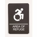 Floor Signs & Safety Signs | Headline Sign 7784 6 x 9 Area of Refuge ADA Sign - Black Face/White Graphics image number 0