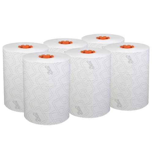 Paper Towels and Napkins | Scott 47035 1-Ply 8 in. x 580 ft. Slimroll Towels - White/Orange Core (6/Carton) image number 0