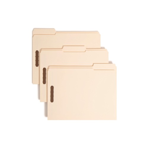 File Folders | Smead 14537 1/3-Cut Tabs Assorted 0.75 in. Expansion 2 Fasteners Letter Size Top Tab Fastener Folders - Manila Exterior (50/Box) image number 0
