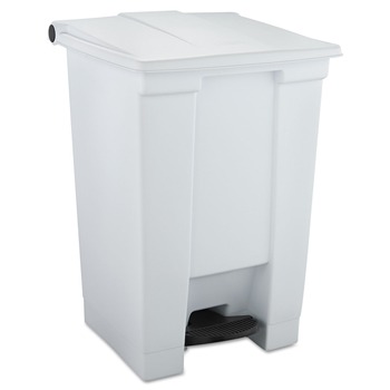 Rubbermaid Commercial FG614400WHT 12 Gallon Indoor Utility Step-On Plastic Waste Container - White