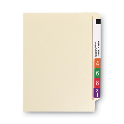 File Folders | Smead 27110 9.5 in. High Front Reinforced Straight Tabs Legal Size 0.75 in. Expansion Heavyweight End Tab Folders - Manila (100/Box) image number 0